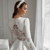 A-Line Muslim Wedding Dress Elegant Islamic Abaya White Long Sleeve Wedding Gown For Bride Dubai Vestidos De Novia